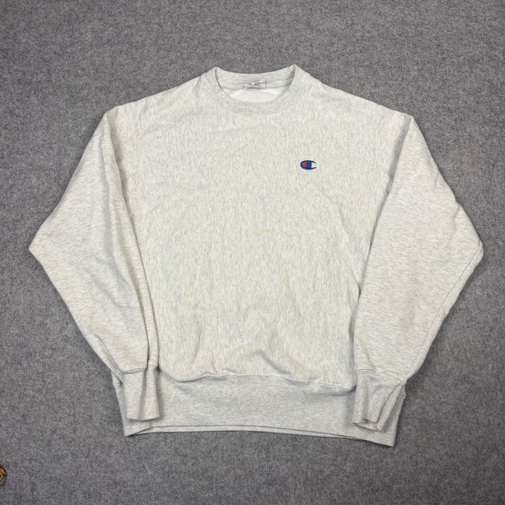 Champion Reverse Weave Sweatshirt Mens Medium Gray Heather Pullover C Logo